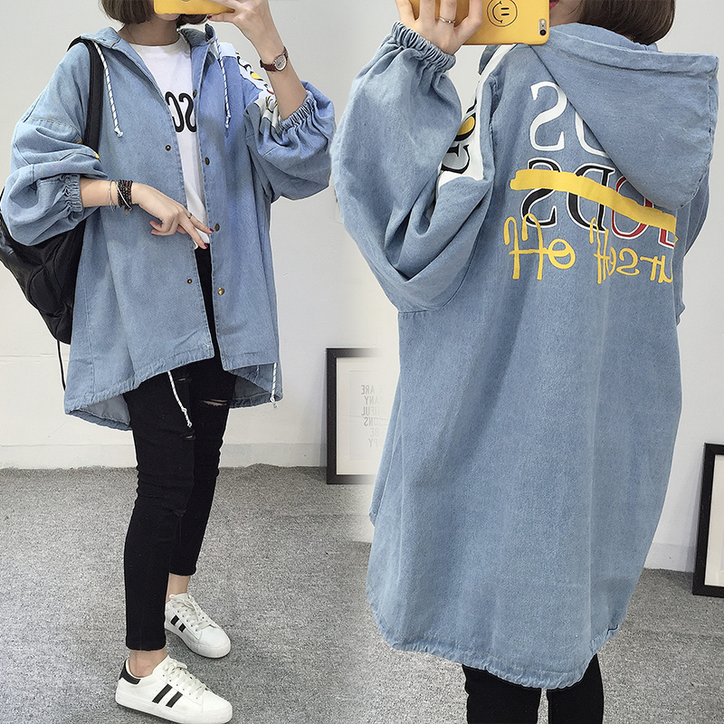2019 pregnant woman coat Spring new pattern Large Easy Mid length version jacket fashion letter printing cowboy coatin the Maternity/Maternal supplies/Nutrition , Maternity , Coat/Windbreaker category - from Buy2taobao.com to provide professional Taobao agent buy service