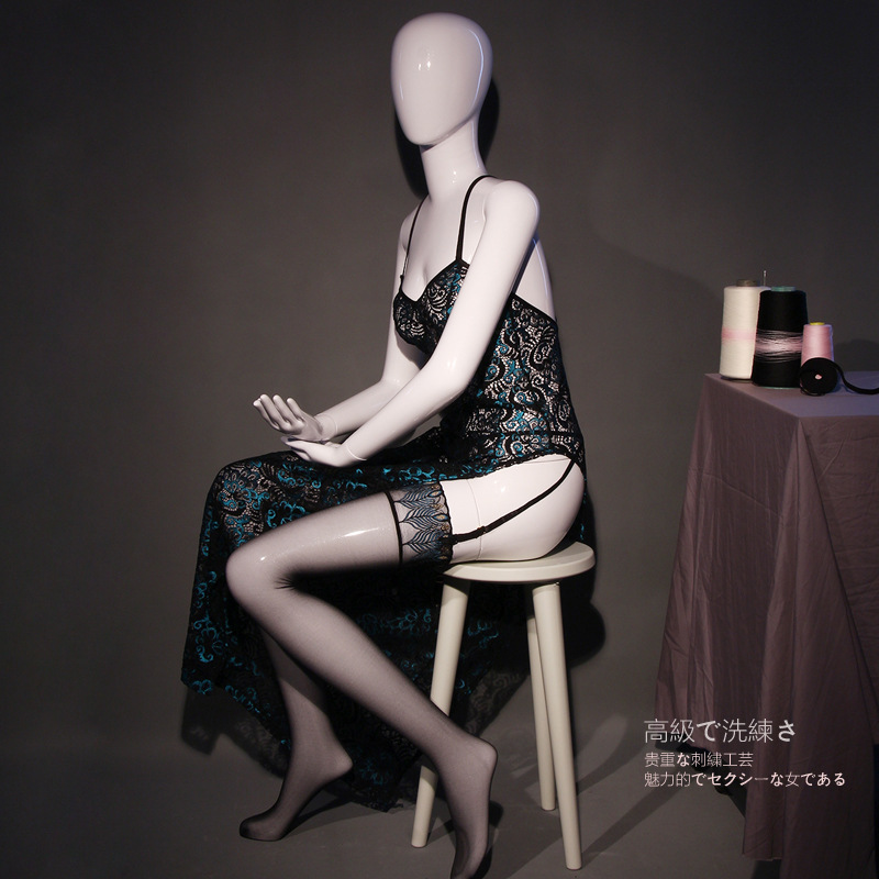 新品複古開叉旗袍裝長筒襪丁字褲吊帶三件套孔雀羽紋性感透明長裙在類目 女士內衣/男士內衣/家居服, 睡裙中 - 來自Buy2taobao.com提供專業的淘寶代購服務