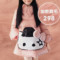 上下架计划:秋冬新款hellokitty猫轻薄羽绒服女中长款斗篷型套头兔毛领羽绒服