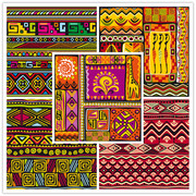 矢量设计素材 彩色异域民族风非洲部落风格底纹纹饰背景图EPS格式