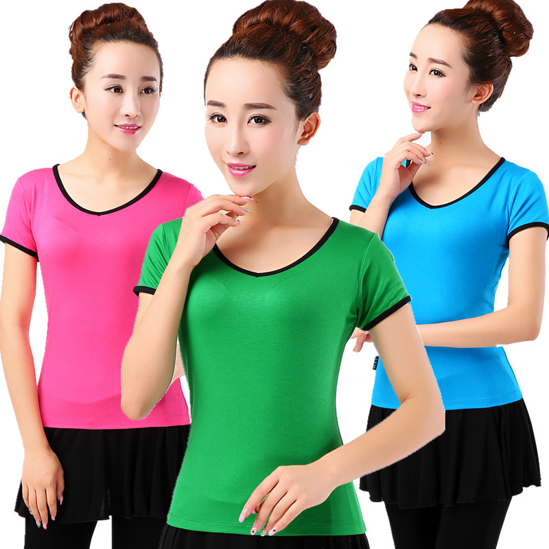 2018 Spring new pattern square Dancing clothes Short sleeved adult jacket modal Middle and old age Bodybuilding Latinin the Sports/Yoga/Fitness/Fans supplies , Dance/Aerobics/Gymnastics , Latin , Latin Dance Tops category - from Buy2taobao.com to provide professional Taobao agent buy service