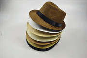 韩版帽子男士英伦夏天女(夏天女)帽子，草帽礼帽爵士帽情侣沙滩帽