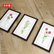 DMC绣线三联画 花卉三组花精准印花 T331十字绣欧式玫瑰花束套件