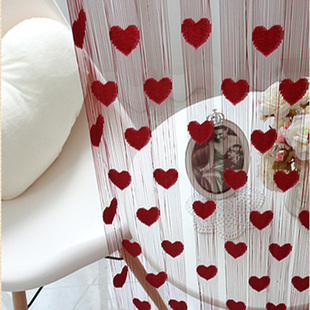 韩式成品线帘加密浪漫爱心，隔断帘门帘，装饰窗帘挂帘