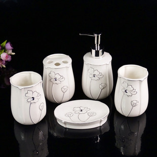 欧式陶瓷卫浴五件套装陶瓷浴室，用品洗漱套件牙刷杯具套件新婚