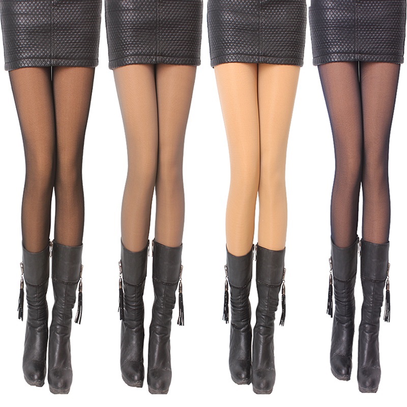 假透肉打底裤 秋冬加绒加厚防勾丝女裤潮无缝超透不倒绒踩脚外穿