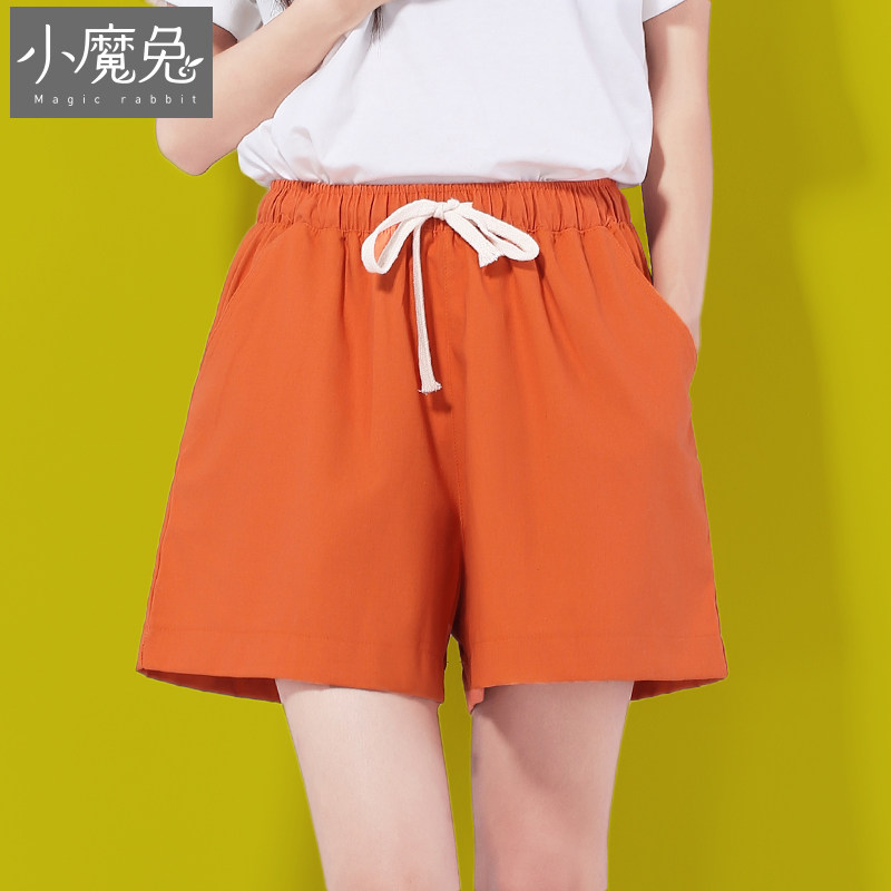韩版亚棉麻短裤女夏2015新宽松休闲阔腿五分高腰运动热裤大码显瘦