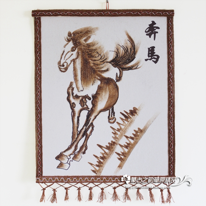 蒙古毡画 内蒙古工艺品 少数民族特色挂画 蒙古包装饰画 骏马奔马|msdalam kategori Ciri-ciri kraftangan, Minoriti mempunyai kraf, Mongolia ciri-ciri, 蒙古皮 lukisan - dari Buy2taobao.com untuk memberikan perkhidmatan ejen Taobao profesional membeli