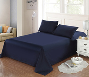 全棉四季款简约素色，深蓝色单品床单纯棉，斜纹活性印染纯色单色被单