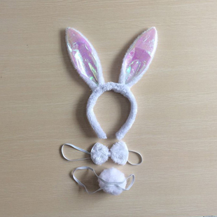 兔耳朵发箍领结尾巴 成人儿童发饰 兔女郎头箍 兔子耳朵三件套