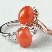 亲宝水晶樱桃红天然南红玛瑙戒指玛瑙指环手饰品女礼物