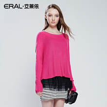 艾莱依ERAL2015春装新款毛衣长袖两件套中长款蕾丝底边针织衫外套图片