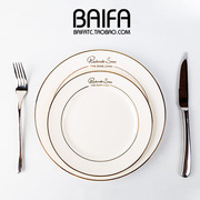 欧式陶瓷平盘碟子西餐，牛排餐盘家用北欧盘子，叉餐具套装logo定制