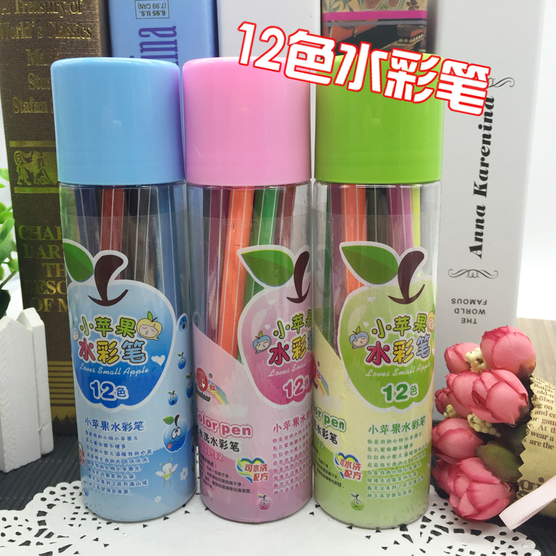 Watercolor pen 12 painting Fine Arts Crayons Drift bottles Watercolor pen student draw kindergarten paint brushin the Electronic Dictionary/Electronic paper book/Stationery , Painting tools/Painted wood/Calligraphy Supplies , Watercolor pen category - from Buy2taobao.com to provide professional Taobao agent buy service