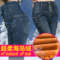 上下架计划:2014冬装加绒加厚紧身牛仔裤女式排扣高腰保暖长裤修身小脚铅笔裤