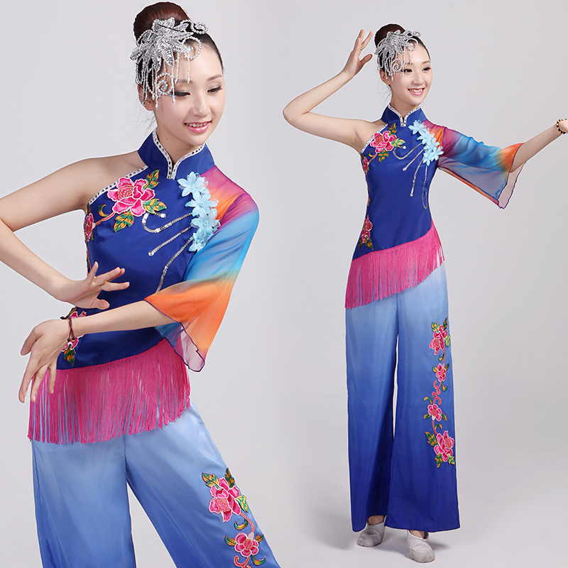新款舞台古典演出服装秧歌服民族舞蹈服装夏季腰鼓扇子舞广场舞女在类目 女装/女士精品, 唐装/民族服装/舞台服装, 民族服装/舞台装中 - 来自Buy2taobao.com提供专业的淘宝代购服务