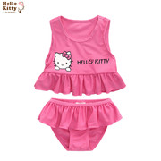 Hello Kitty夏女童可爱连体泳衣裙式沙滩游泳衣儿童分体泳衣