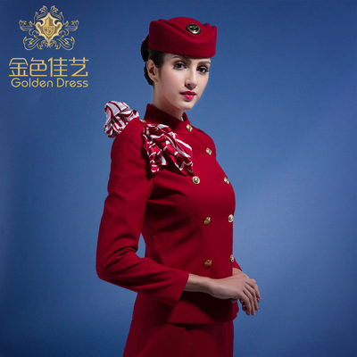 金色佳艺空姐制服2015秋职业女裙套装航空制服长袖工作服前台