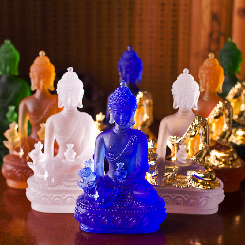 Home temple Decoration Arts and Crafts Misfortunes Safety Worship Pharmacist Seven Buddha Glass Light Tathagata Gold-plated Buddha statuein the Home accessories , Decoration category - from Buy2taobao.com to provide professional Taobao agent buy service