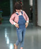 韩国宝(韩国宝)儿童装背带，牛仔裤女童弹力，小脚裤牛仔蓝色21529