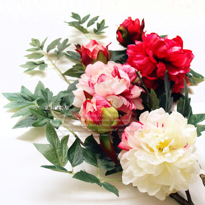 中式高品质仿真牡丹 假花家居装饰插花 中国风花卉装饰绢花花艺