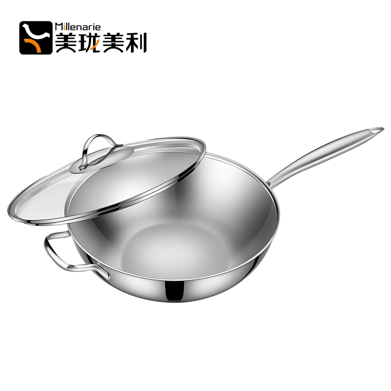 美珑美利 Vanilla系列32cm炒锅 304不锈钢锅 电磁炉燃气灶通用|ruв категории кухня/посуда, посуда, горшок/горшок/чайник, сковородка - от Buy2taobao.com для оказания профессиональной услуги покупки агента Taobao