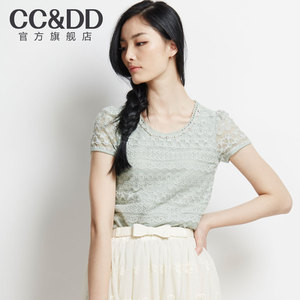 CCDD正品2014夏装新款女装蕾丝短袖T恤淑女风打底衫