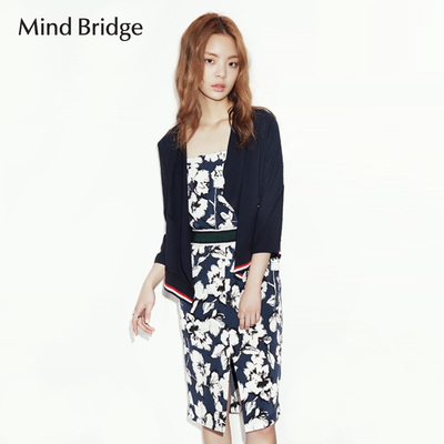 mind bridge百家好女装 清爽吊带素雅印花连衣裙 mpop325dna