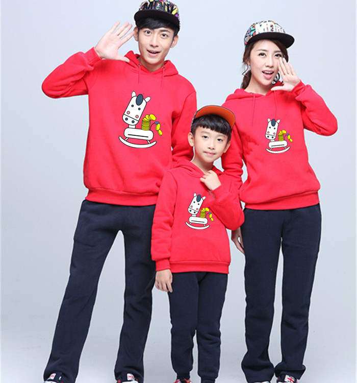 马上有钱春晚扰民了同款亲子装2015新款春秋装家庭装卫衣大码