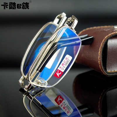 KKEZ折叠老花镜便携式 光学玻璃眼镜 男女式轻防疲劳树脂防辐射