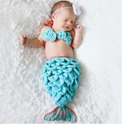 儿童摄影衣服婴儿写真服装宝宝百天满月拍照手工毛线美人鱼衣服