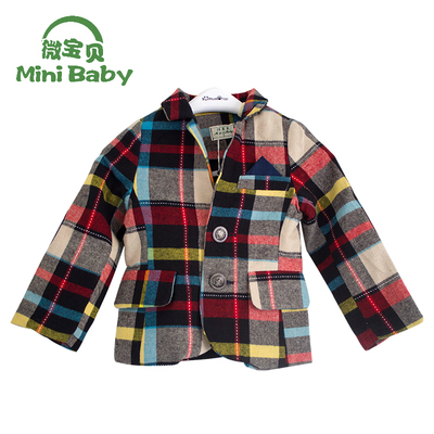 童装2016新款儿童外套西装男童短款休闲格子小西装外套春秋款上衣