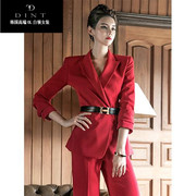 DINT韩国直发-时尚优雅OL气质韩版修腰红色西装外套J470