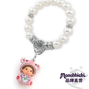 Monchhichi/萌趣趣10mm正圆白色仿珍珠手链隔珠饰品礼物B061-C40