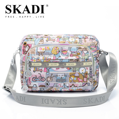 2017韩版休闲单肩包小斜挎包时尚女式牛津纺印花简约多袋女士女包