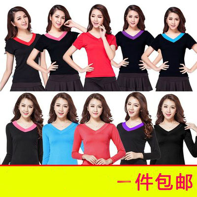 春夏V领广场舞服装上衣长袖女舞衣短袖莫代尔拉丁舞蹈练功服成人|msdalam kategori sukan/Yoga/kecergasan/bekalan peminat, Dance/Aerobik/Gymnastics, tarian Latin, Baju Tarian Latin - dari Buy2taobao.com untuk memberikan perkhidmatan ejen Taobao profesional membeli