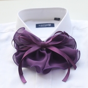 空姐银行胸针饰品职业领花蝴蝶结服务员领结女学生领巾雪纺款紫