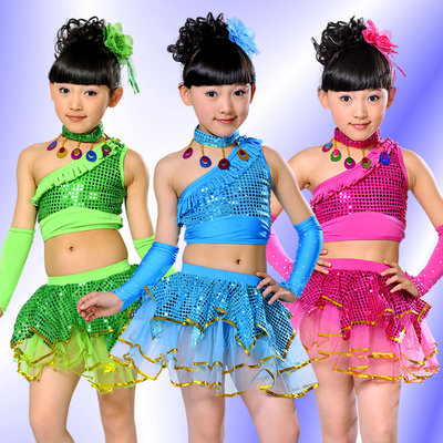 标题优化:六一儿童演出服亮片女童舞蹈服少儿跳舞幼儿表演服纱裙拉丁舞裙夏