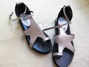 韩国东大门夏季个性银色星星露指脚腕系带凉鞋