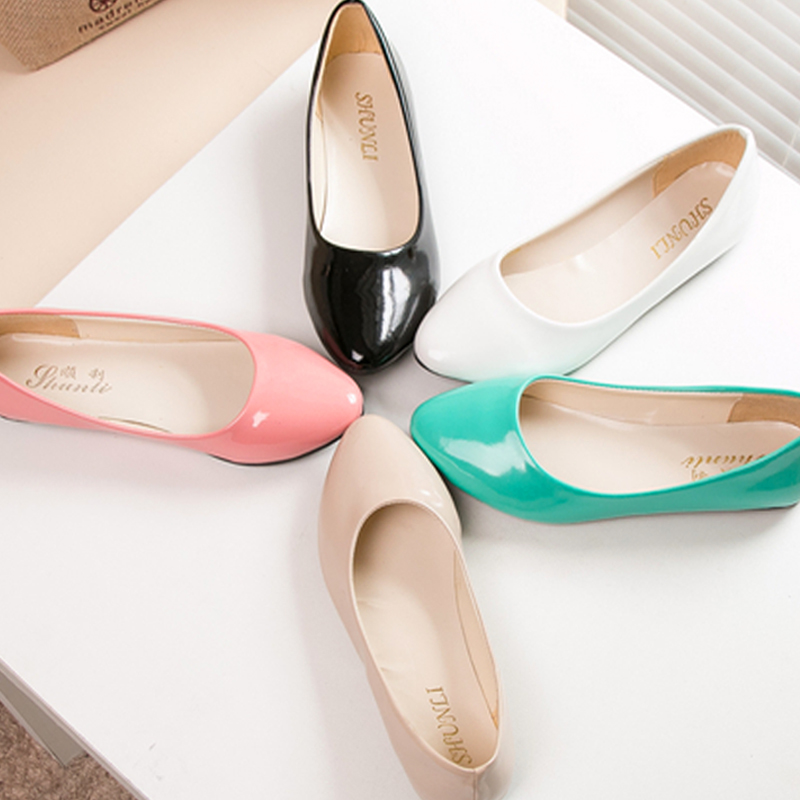 2018秋夏新平底平跟低帮浅口糖果色可爱小皮鞋女鞋子黑色白色单鞋|msdalam kategori Kasut wanita, kasut rendah - dari Buy2taobao.com untuk memberikan perkhidmatan ejen Taobao profesional membeli