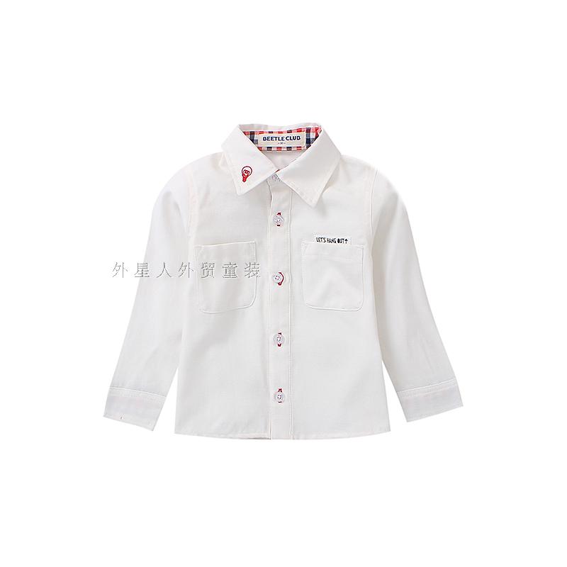 4件7折日本小孩婴儿衬衣长袖白色纯棉棉布衬