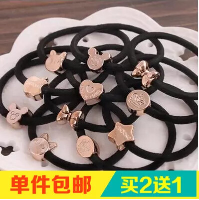 包邮韩版可爱桃心高弹力发圈皮筋发绳头饰发饰50个装
