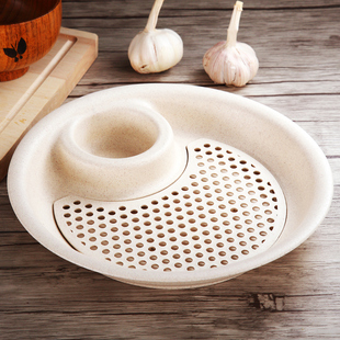 小麦秸秆饺子盘子带醋碟水饺盘，创意扇形家用双层沥水盘托盘碟餐具
