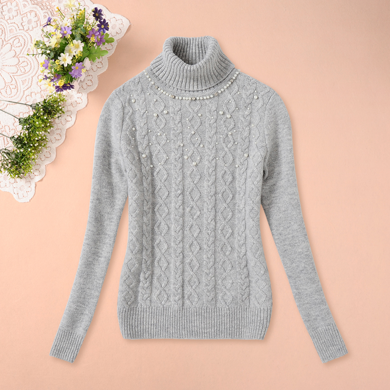 【草原上的月亮】秋冬新款 韩版少女装长袖高领毛衣 时尚毛织套衫