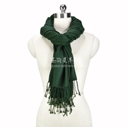 尼泊尔进口纯羊绒厚实纯色，流苏披肩围巾，男女式保暖墨绿色黑色