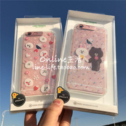 韩国采购linefriends布朗熊苹果(熊苹果)iphone66s发光闪光来电闪手机壳