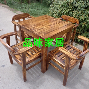 户外休闲桌椅 火烧木碳化 吧椅 酒吧椅  庭院实木家具 咖啡厅桌|msdalam kategori Perniagaan/perabot pejabat, hiburan/bar/KTV Furniture, bar Stool - dari Buy2taobao.com untuk memberikan perkhidmatan ejen Taobao profesional membeli