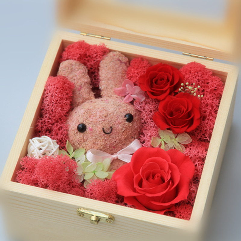 Christmas Gifts moss and lichen Little Bear Rabbit Spend eternity Preserved Flowers rose Wooden boxin the Flower delivery/Flowers simulation/Plants gardening , Artificial flowers/Plants/Finished fruits and vegetables (New) , Artificial flowers category - from Buy2taobao.com to provide professional Taobao agent buy service