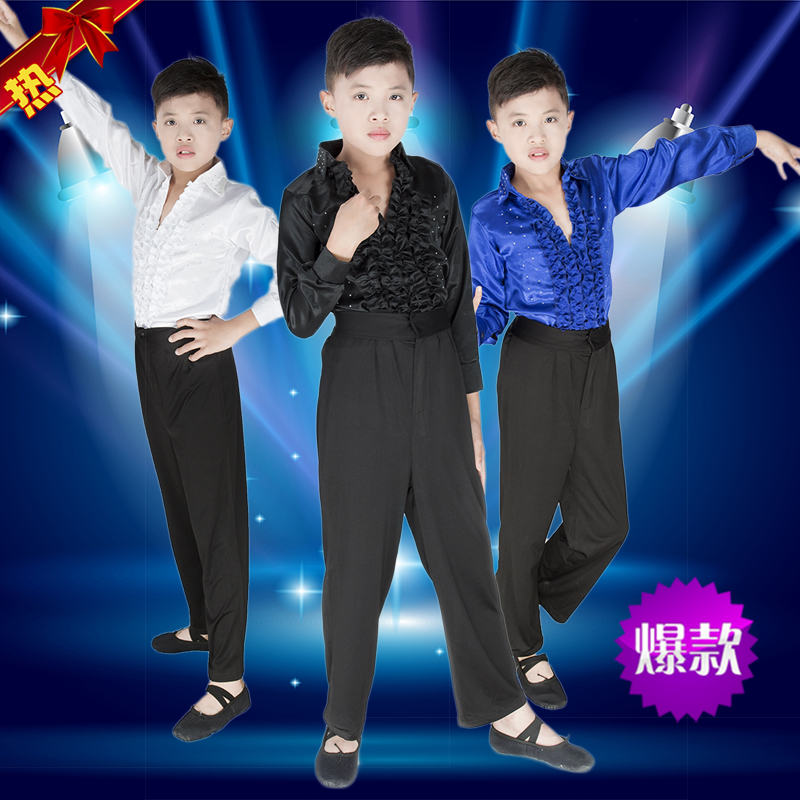 男童拉丁舞服装 儿童舞蹈服装 男孩练功服 男童恰恰舞服 表演服