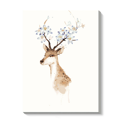 佳彩天颜diy数字油画客厅风景卡通动物大幅手绘油彩装饰画鹿头花